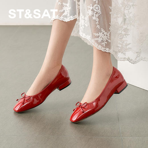 【精选牛皮】星期六方头蝴蝶结浅口单鞋SSD1111170 商品图0