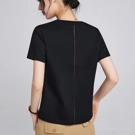 「自」全新升级【铂金会员109/天猫139/差价30】(00419)洛诗琳2025夏季后背镂空蕾丝织带丝光棉正肩凉感T恤女 商品图2