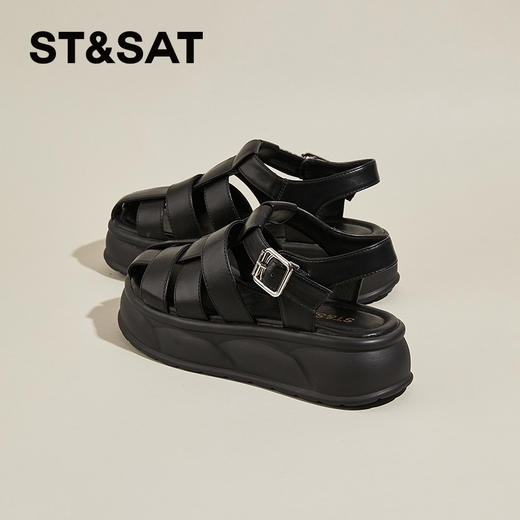 星期六度假风松糕厚底编织猪笼罗马鞋SSD2115EA7 商品图5