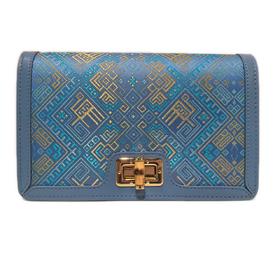 深山集市-壮锦蓝色双蝶纹链条包