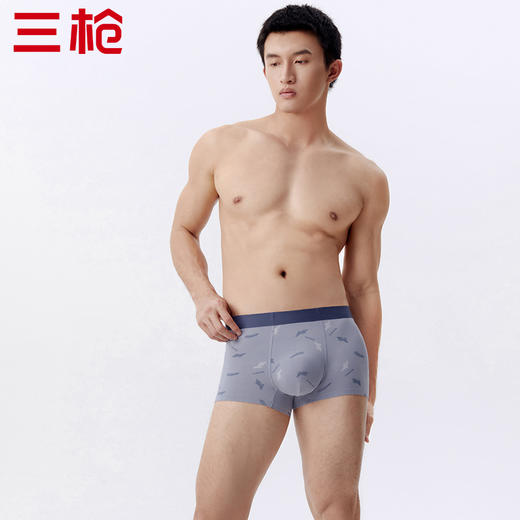 Threegun三枪 高支木代尔印花无痕男士平脚裤-T50003B03 商品图11