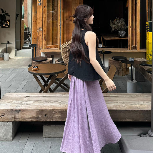 西遇高腰半身裙女夏季新款高腰紫色半身裙SS050658 商品图3