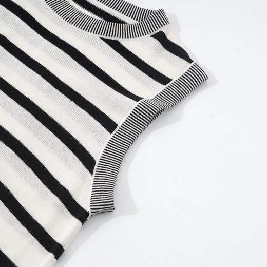 Grace&Glam 法式莱赛尔亚麻条纹针织无袖衫 商品图2