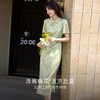 【专属特价】熙世界新中式改良旗袍裙子2025夏日新款气质绿色提花国风连衣裙 商品缩略图2