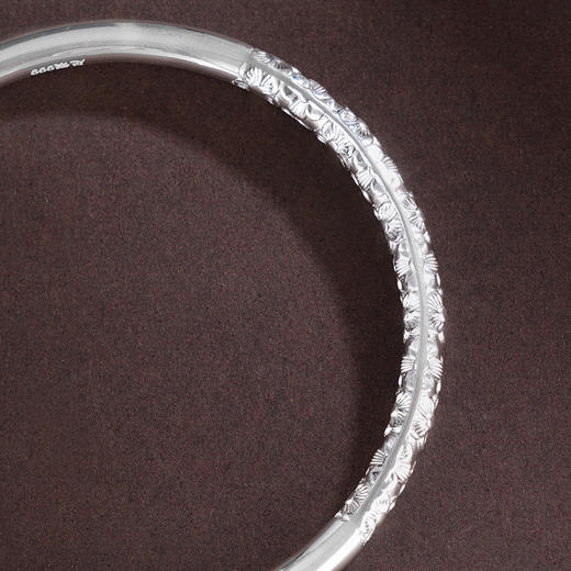 子佩集S999银【桃花春醉】手镯【XXSZ005】纯银圆棍花朵开口2505 商品图2