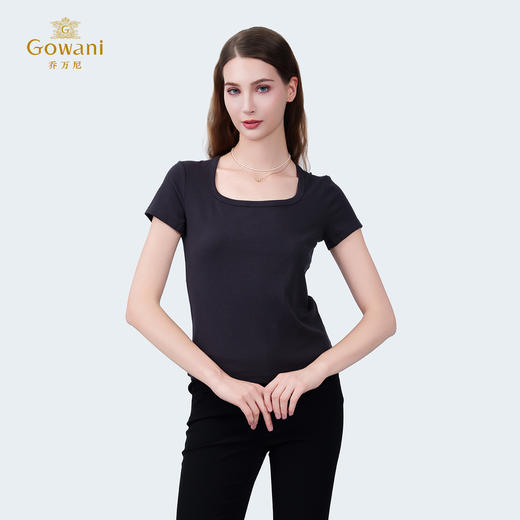 【多色可选】乔万尼基础款舒适百搭U领显瘦小短袖EZ2C141 商品图4