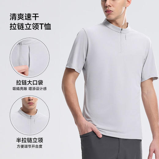 跃牌【PF系列】迪家平替2025夏季新款半拉链户外运动健身跑步清爽吸湿速干衣T恤61210 商品图0