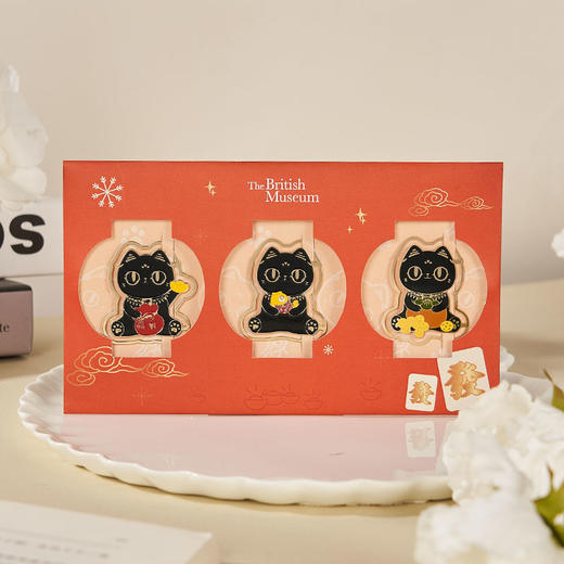 大英博物馆 巴斯特系列 萌猫献瑞金属 书签套装 商品图3