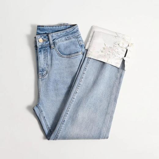 「自」全新升级【铂金会员165/天猫219/差价54】(00540)洛诗琳国风新中式牛仔裤2025新款刺绣小直筒牛仔九分烟管裤00540 商品图2