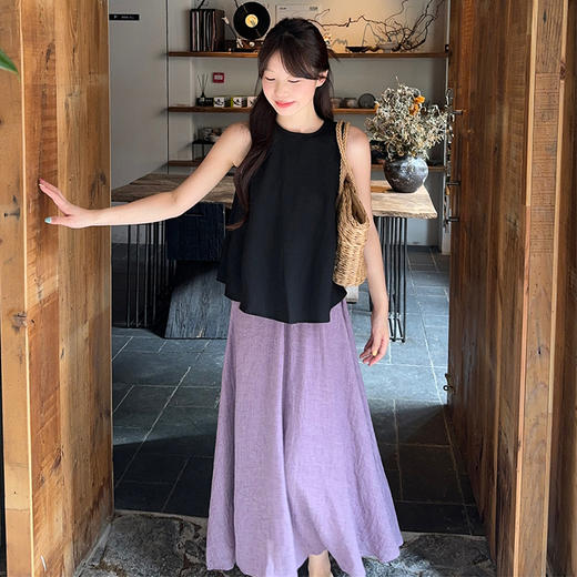西遇高腰半身裙女夏季新款高腰紫色半身裙SS050658 商品图0