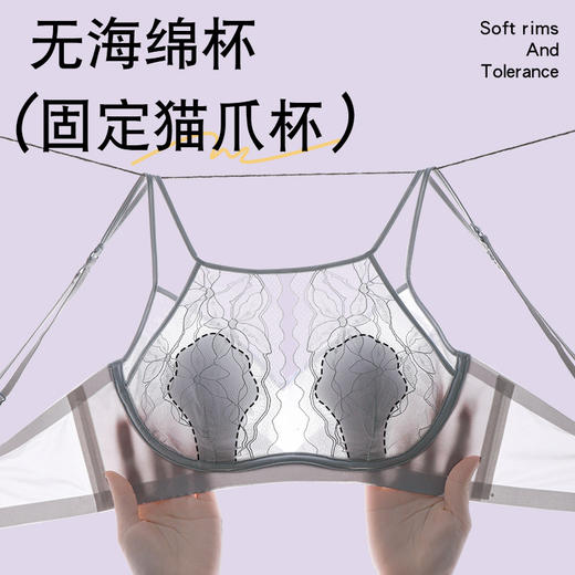 【轻纱蕾丝❗️超薄猫爪杯内衣】天生反重力，大胸防垂，穿出蜜桃胸！夏季女细肩带大胸显小聚拢轻薄性感美背文胸罩 商品图1