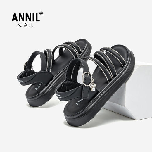 ANNIL/安奈儿夏季女童珍珠镶嵌仙女风外穿百搭休闲凉鞋2025夏款HG5206276 商品图1