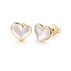 PIARA 新款欧美天然贝母女圆形心形简约耳钉EK34010