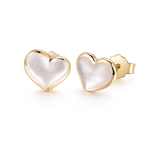 PIARA 新款欧美天然贝母女圆形心形简约耳钉EK34010 商品图0