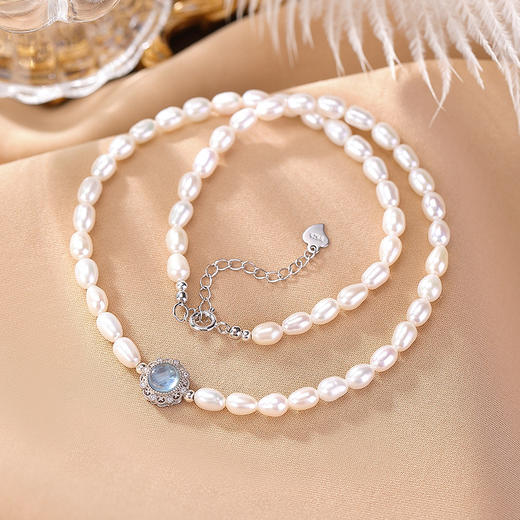 【宫廷贵女】S925纯银海蓝宝淡水珍珠两用叠戴宫廷风手链项链【CW-XL00399】 商品图0