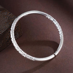 子佩集S999银【桃花春醉】手镯【XXSZ005】纯银圆棍花朵开口2505