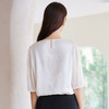 玳莎真丝花罗圆领小衫女2025年夏季新款100%桑蚕丝提花五分袖上衣  FB31202 商品缩略图2