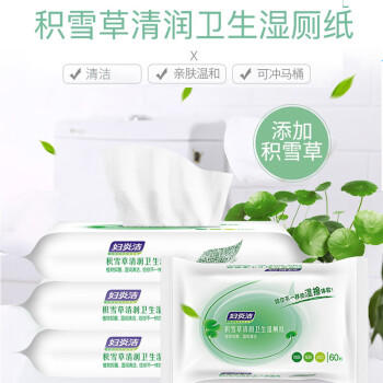 妇炎洁湿厕纸积雪草60抽*3包擦除99.9%细菌湿擦免洗私处湿纸巾杀菌厕纸 /家庭清洁/纸品 /清洁纸品 /湿厕纸 商品图1