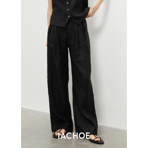 棉仓3531520001-IACHOE 亚麻色阔腿裤 商品图4