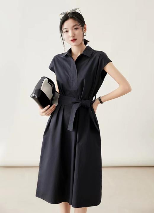 【定织匹马棉文艺POLO领短袖连衣裙】千元品质，棉中贵族”新疆细绒匹马棉"复古通勤体制内穿搭 100%细绒匹马棉 商品图0