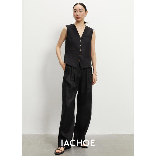 棉仓3531520001-IACHOE 亚麻色阔腿裤 商品图3