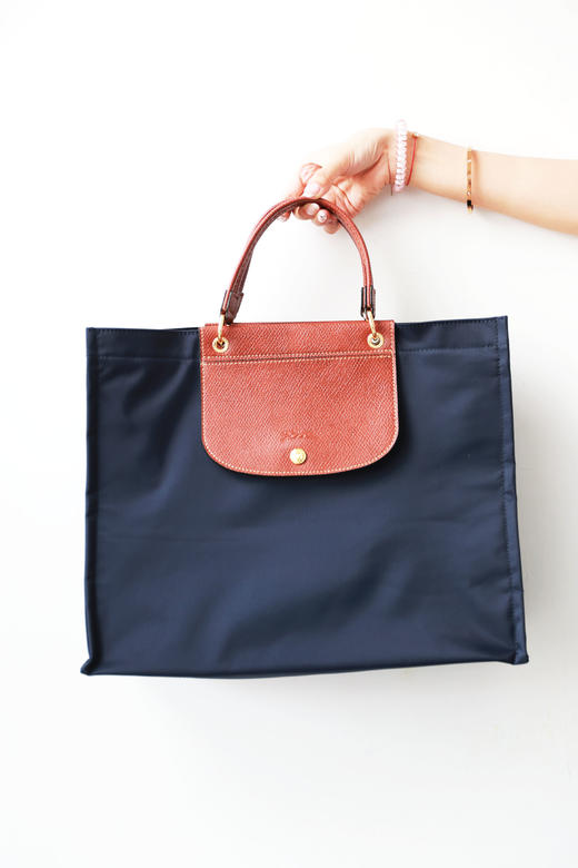 牛皮+织物，大号手提托特包。马卡龙配色法式大容量包包女C050966 商品图10