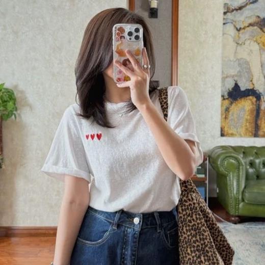 （小眠专属）下单3~7天发货！竹节棉刺绣爱心T恤 | 基础款 好穿不挑人 竹节棉肌理清爽不粘腻 商品图2