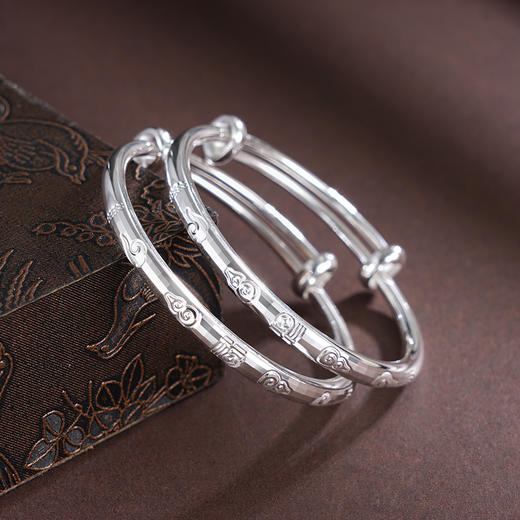 子佩集S999银【云生福起】童镯【XXSZ002】纯银儿童福祥云2505 商品图1