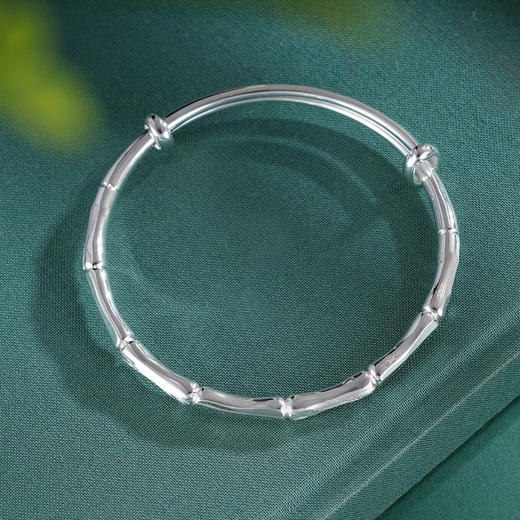 子佩集S999银【竹福佳音】手镯【XXSZ006】纯银竹节竹叶推拉2505 商品图2