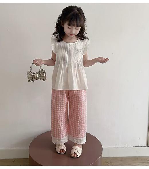 【YW】无忧购儿童薄款棉麻格子阔腿裤九分防蚊裤25-7708（截单后3-5天发货) 商品图2