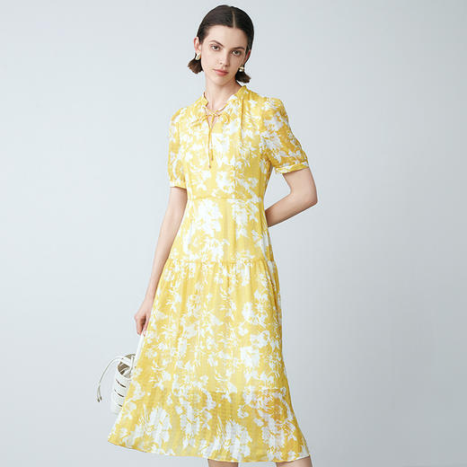 EITIE爱特爱夏季新款法式植物印花通勤显瘦连衣裙7807549 商品图2