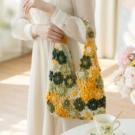 苏苏姐家花摇铃单肩包手工编织包包diy钩针毛线团材料包 商品图3