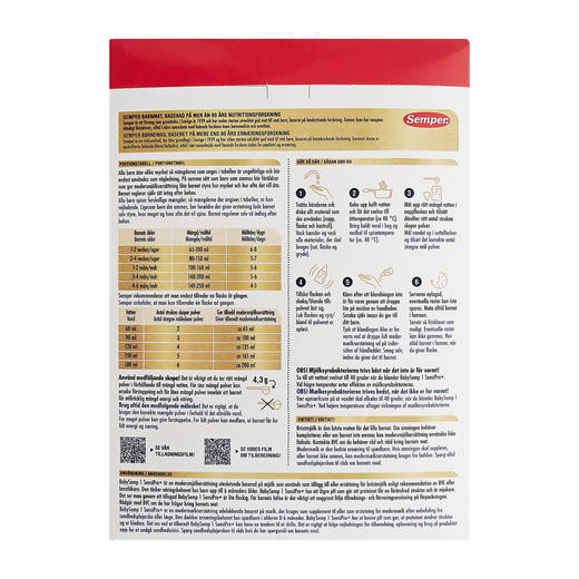 [丹麦/瑞典]森宝BabySemp益生菌奶粉1段700克(黄盒) Semper BabySemp 1 SensiPro 700g 商品图1