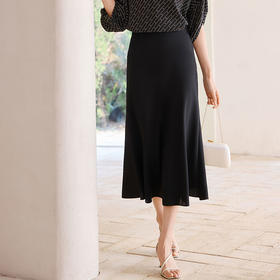 玳莎重磅真丝半身裙2025夏季新款简约通勤气质桑蚕丝鱼尾裙  FB34304