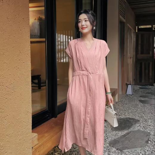 【à perles】三宅*重磅jin口桑蚕丝褶皱系带连衣裙 商品图2