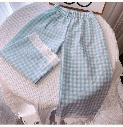 【YW】无忧购儿童薄款棉麻格子阔腿裤九分防蚊裤25-7708（截单后3-5天发货) 商品图7