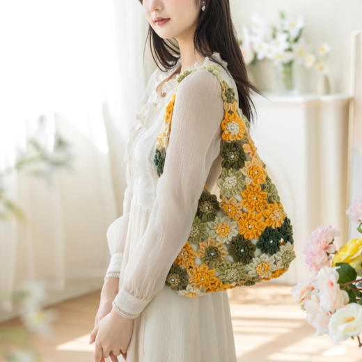 苏苏姐家花摇铃单肩包手工编织包包diy钩针毛线团材料包 商品图1