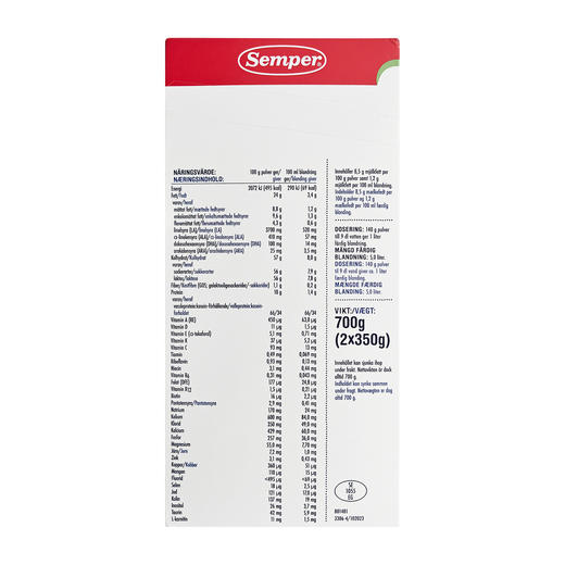 [丹麦/瑞典]森宝BabySemp配方酸化奶2段700克(绿)Semper BabySemp 2 Syrnet pulver 700g 商品图3