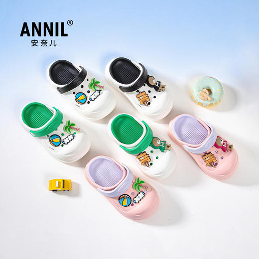 ANNIL/安奈儿夏季男女童休闲防滑洞洞鞋包头平底软底卡通凉鞋2025夏款HM5207334 商品图4