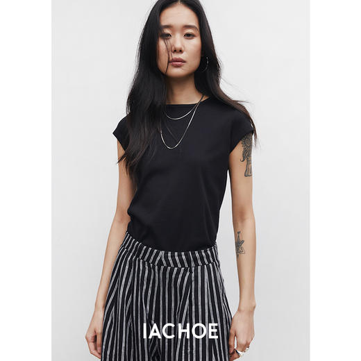 棉仓3531501026-IACHOE三色短款修身T恤 商品图3