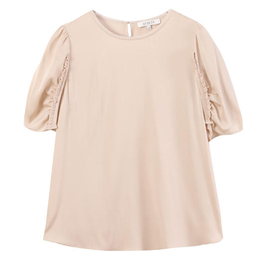 玳莎珠链圆领真丝衬衫女2025年夏季新款设计感优雅小众五分袖上衣  FB31104 商品图4