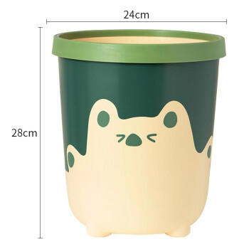梦庭 创意垃圾桶压圈式10L家用办公室大号卡通款 客厅纸篓大容量 绿色 商品图4