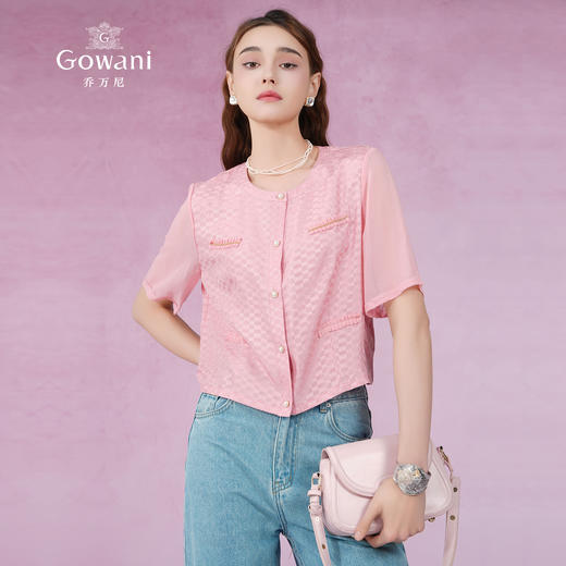 乔万尼新品真丝新中式衬衫100%桑蚕丝上衣ET2C267 商品图1