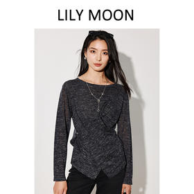 LILYMOON【彩麻交叉针织衫】圆领长袖针织衫夏季透气收腰显瘦