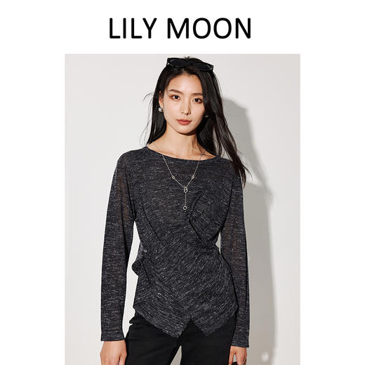 LILYMOON【彩麻交叉针织衫】圆领长袖针织衫夏季透气收腰显瘦 商品图0