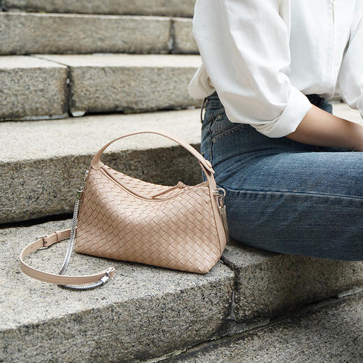 【预售3天】2025新款小众菱格饺子包编织手拎包单肩斜挎包时尚女包6220A 商品图2