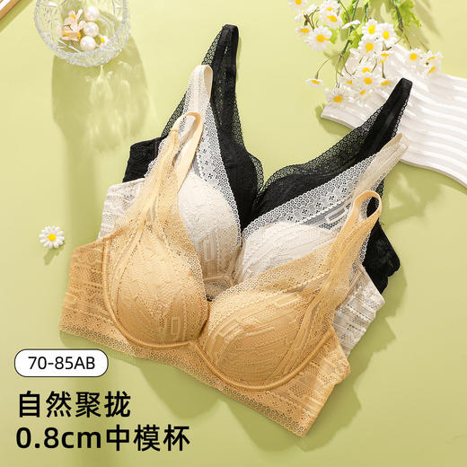 熳洁儿 小胸聚拢内衣几何蕾丝防下垂内衣女无钢圈文胸22251551 商品图6