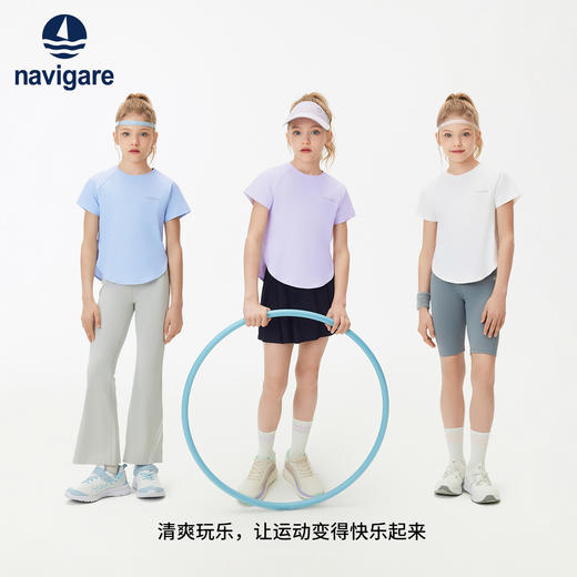 【纳维凯尔】【UPF50+吸湿吸汗】【120-165】Navigare意大利小帆船童装女童短袖T恤 商品图3