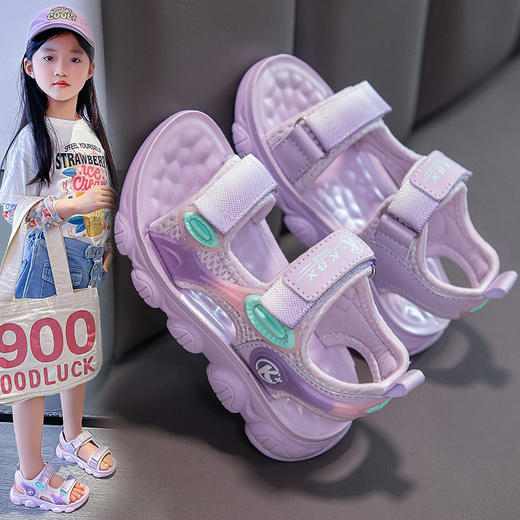 【男女童凉鞋，软底设计】儿童凉鞋夏季新款 6到12岁 软底儿童沙滩鞋子 优质面料 透气内里-QQ 商品图3