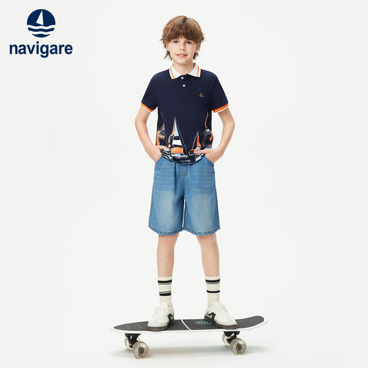 【纳维凯尔】【120-165】Navigare意大利小帆船男童夏季短袖POLO衫 商品图2